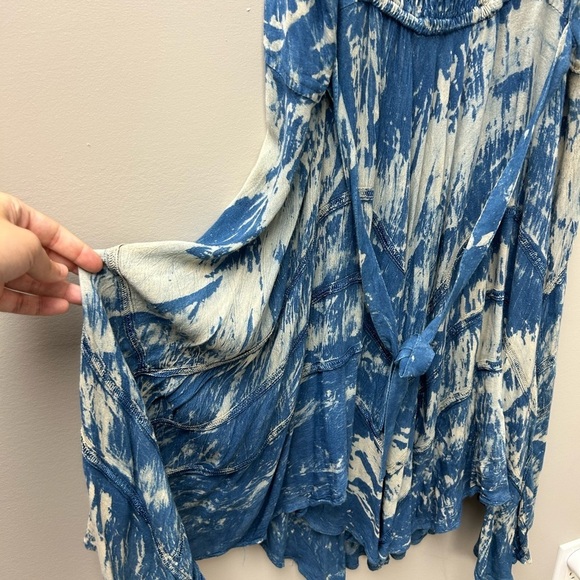 Shiva Fashions Midi Tie Dye Blue Summer Dress - Picture 3 of 5